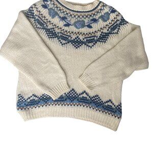 Vtg Huntington Ridge Hand‎ Knit Fair Isle Sweater M Pullover Nordic